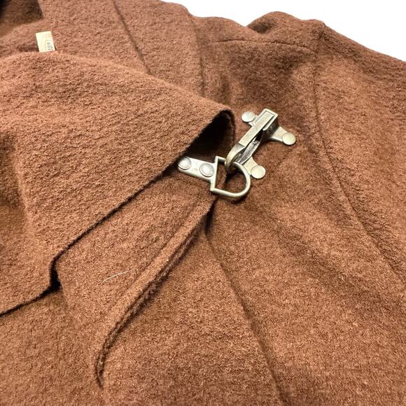 Garnet Hill Boiled Wool Asymmetrical Cut Coat Metal Clasp Brick Red Brown- Sz 16 - Picture 4 of 12